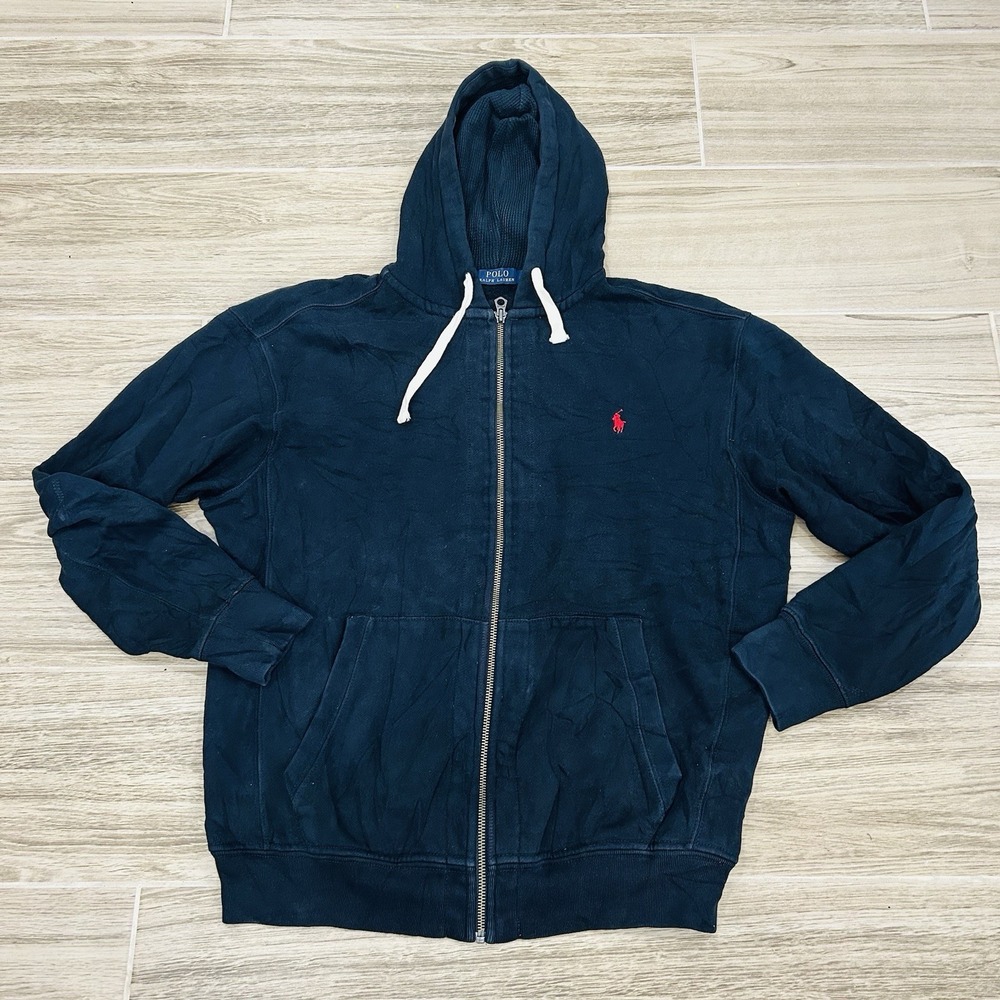 Polo Ralph Lauren Hoodie Mens Large Tall Sweatshirt Navy Waffle Thermal Pony LT